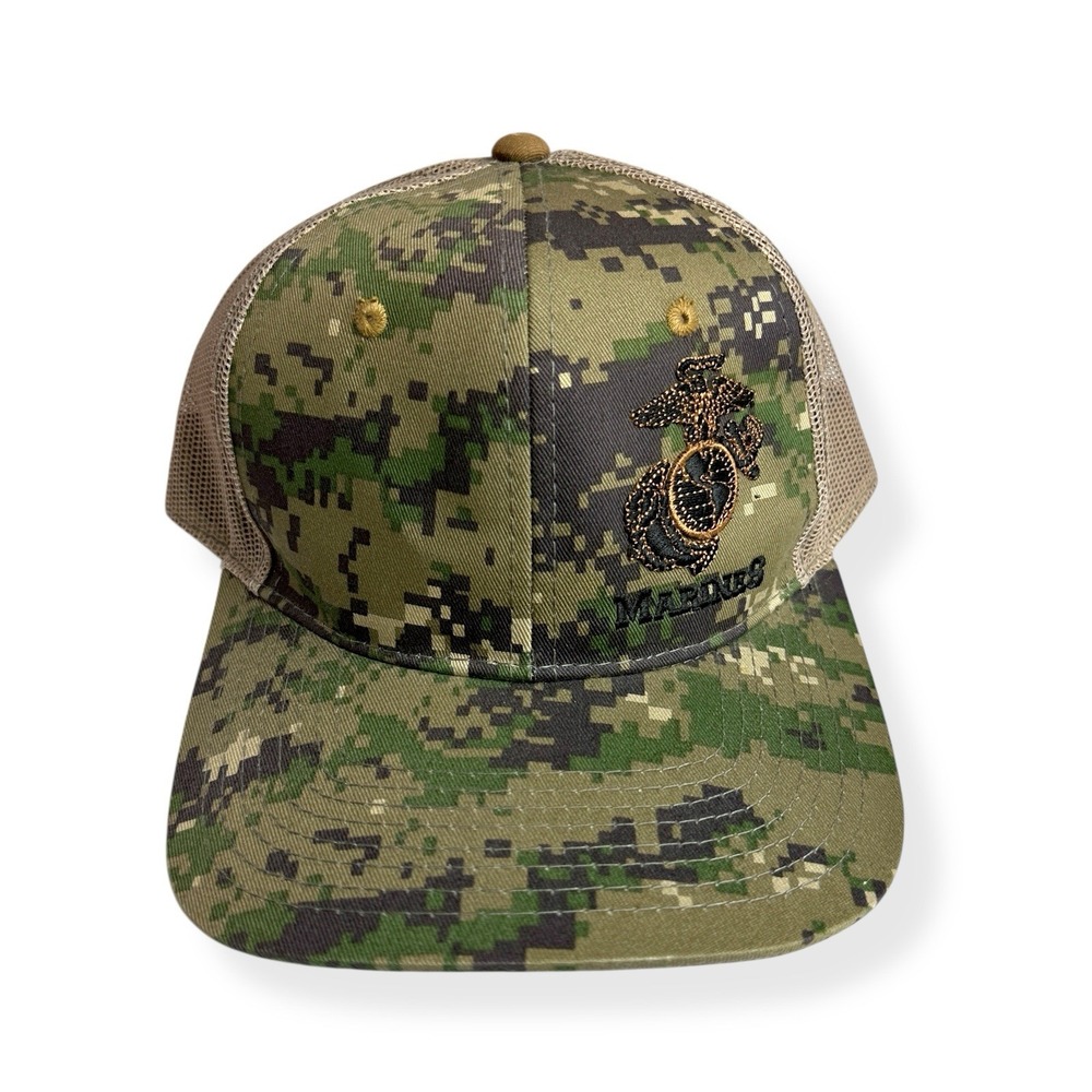 US Marine‎ Corps Digital Camo Trucker Hat Cap Deluxe Eagle Globe Anchor The Game
